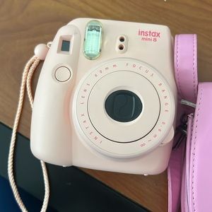 2000s pink Polaroid camera and case